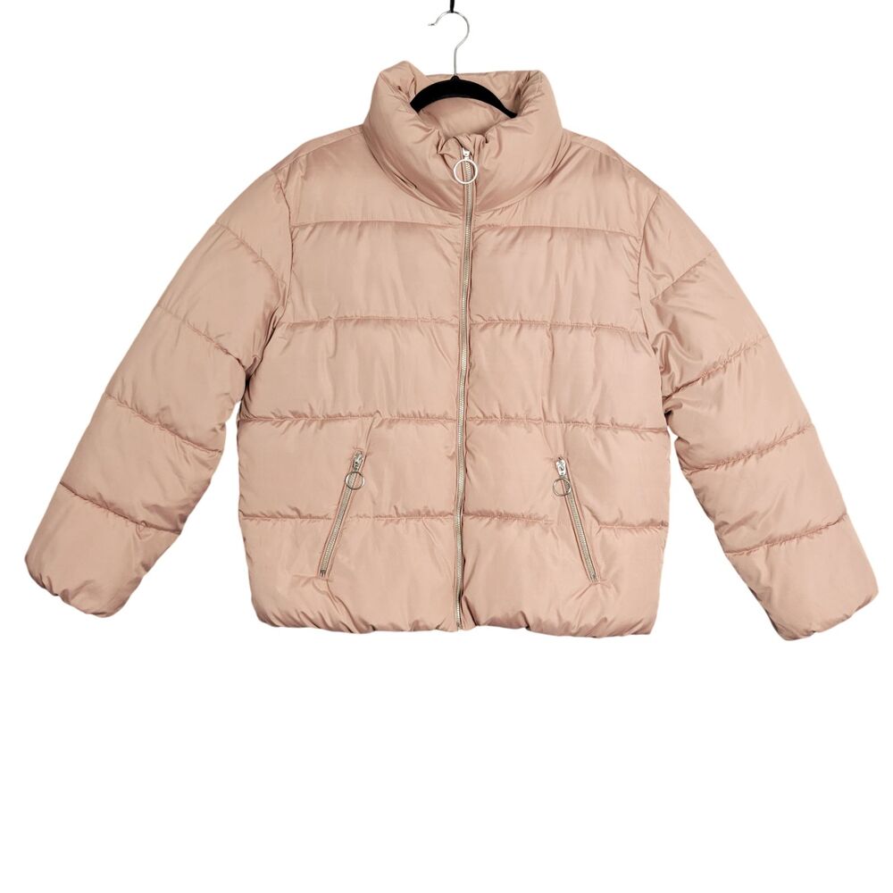 ALTAR'D STATE Pink Full Zip Puffer Jacket Preppy Coquette Feminine SIZE LARGE